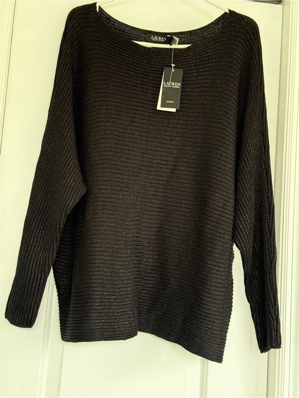 Lauren Ralph Lauren Black Ribbed Scoop Neck Sweater